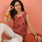 InWeave Red Round Multi Foil W/S Top - Swadesiicart