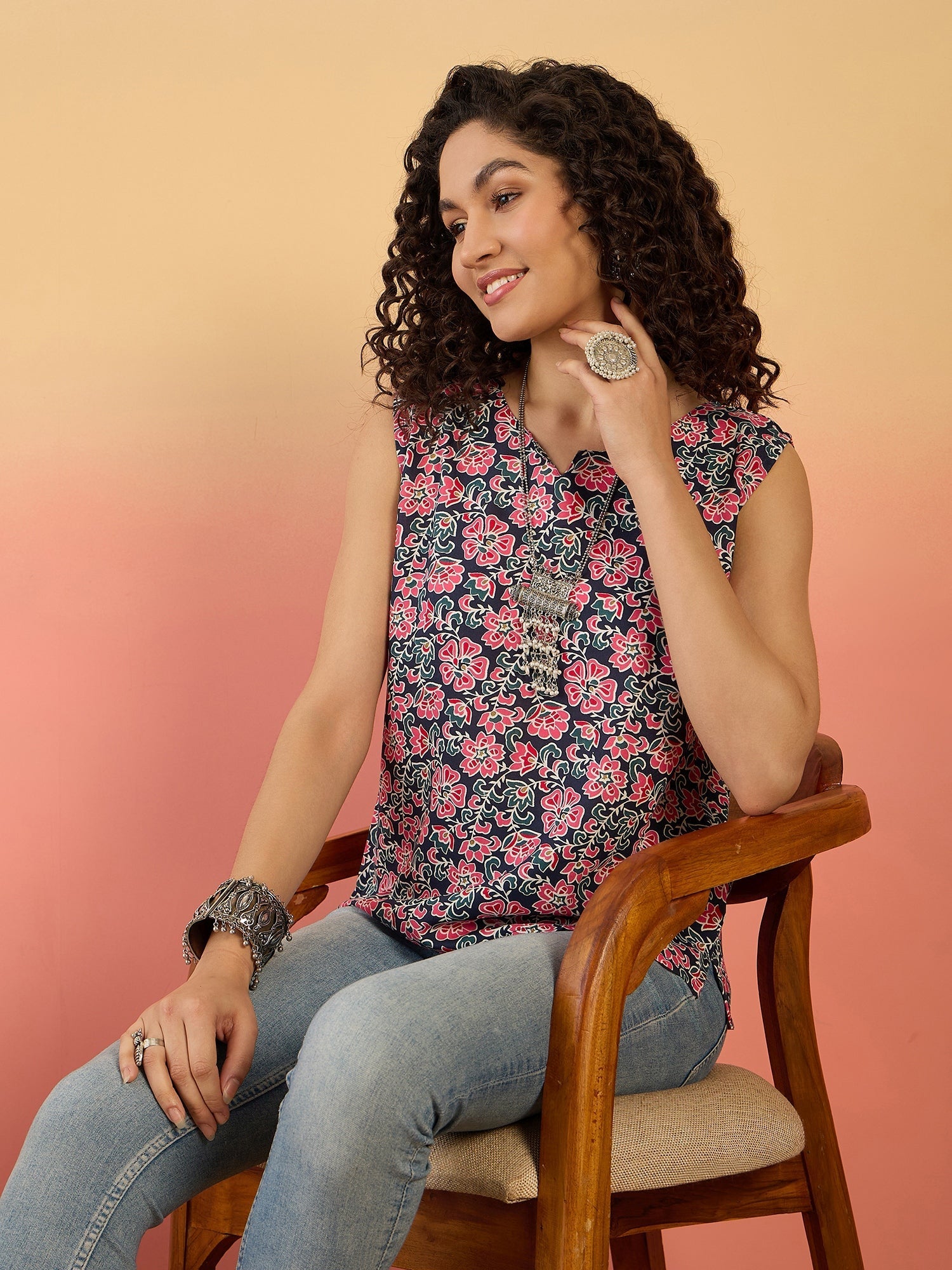 InWeave Navy Different W/S Top - Swadesiicart