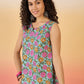 InWeave Sky Blue Pink Rose Jaal W/S Top - Swadesiicart