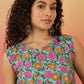 InWeave Sky Blue Pink Rose Jaal W/S Top - Swadesiicart