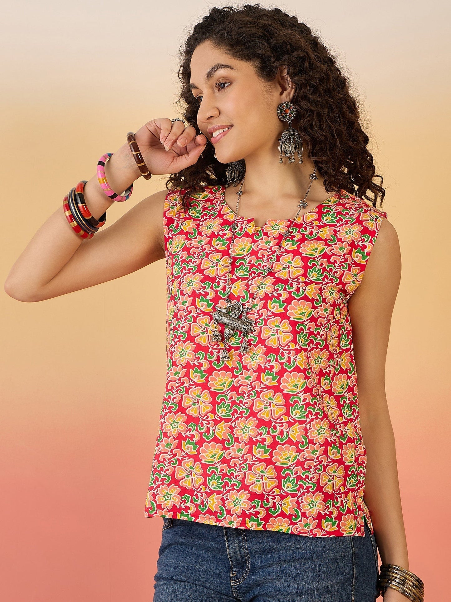 InWeave Red Different W/S Top - Swadesiicart