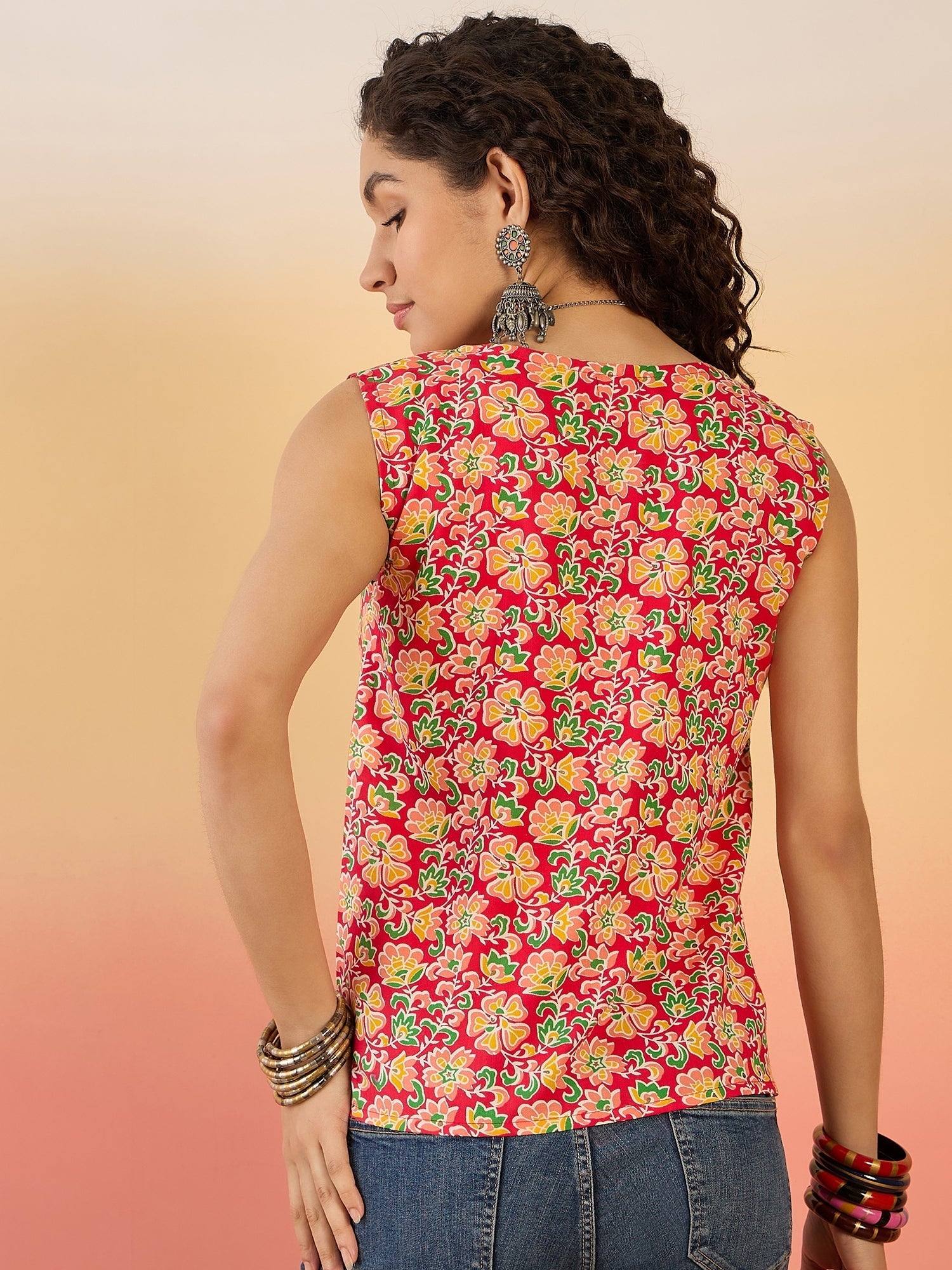 InWeave Red Different W/S Top - Swadesiicart