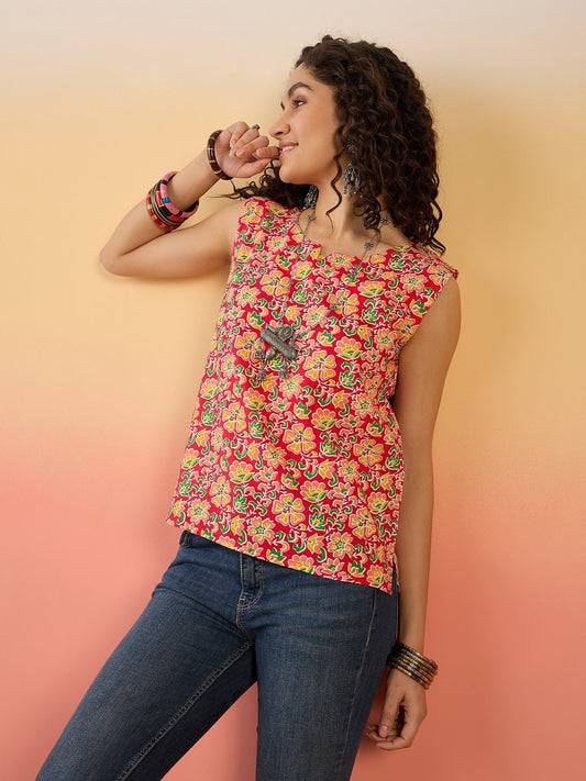 InWeave Red Different W/S Top - Swadesiicart