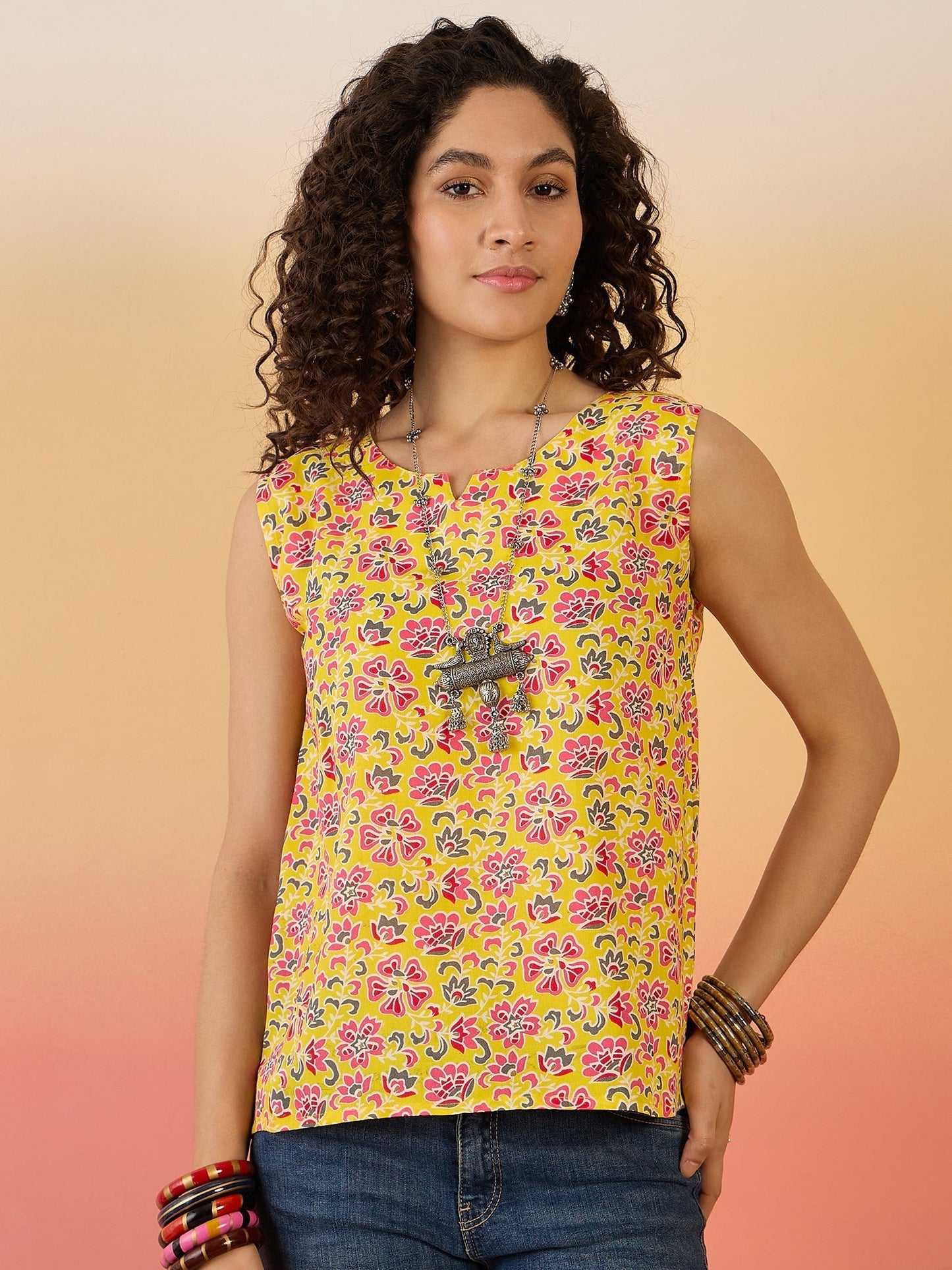 InWeave Bright Yellow Different W/S Top - Swadesiicart