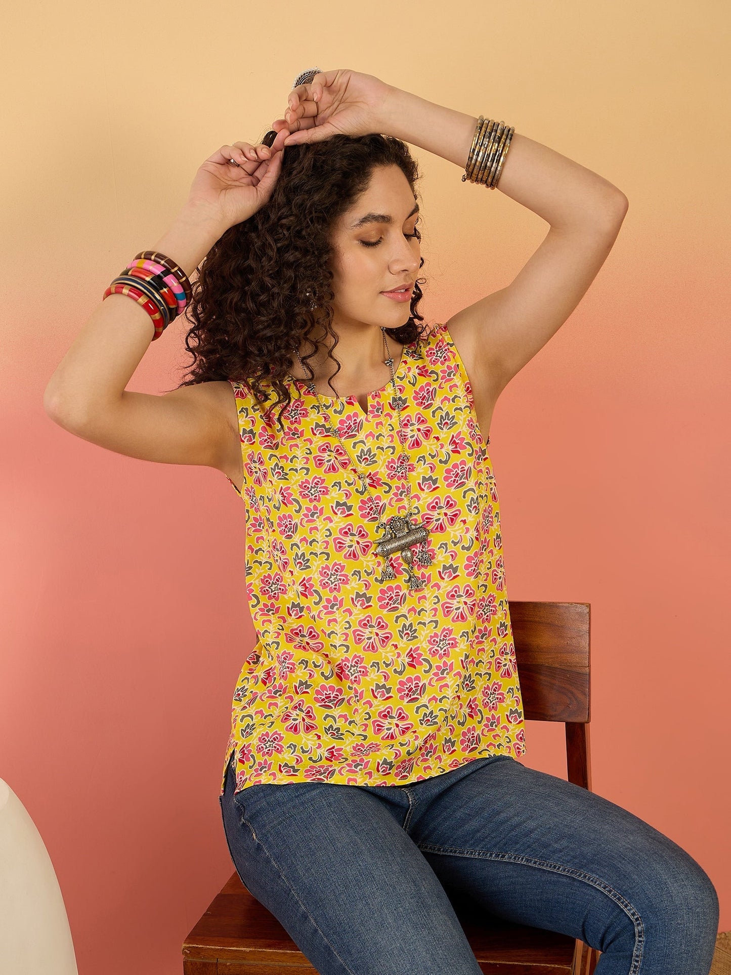 InWeave Bright Yellow Different W/S Top - Swadesiicart