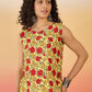 InWeave Butter Yellow Red Rose Jaal W/S Top - Swadesiicart