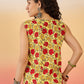 InWeave Butter Yellow Red Rose Jaal W/S Top - Swadesiicart