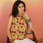 InWeave Butter Yellow Red Rose Jaal W/S Top - Swadesiicart