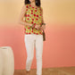 InWeave Butter Yellow Red Rose Jaal W/S Top - Swadesiicart