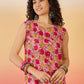 InWeave Pink Red Rose Jaal W/S Top - Swadesiicart
