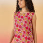InWeave Pink Red Rose Jaal W/S Top - Swadesiicart