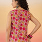 InWeave Pink Red Rose Jaal W/S Top - Swadesiicart