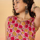 InWeave Pink Red Rose Jaal W/S Top - Swadesiicart