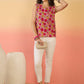 InWeave Pink Red Rose Jaal W/S Top - Swadesiicart