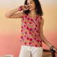 InWeave Pink Red Rose Jaal W/S Top - Swadesiicart