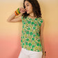 InWeave Pear Green Green Rose Jaal W/S Top - Swadesiicart