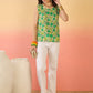 InWeave Pear Green Green Rose Jaal W/S Top - Swadesiicart