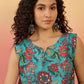 InWeave Teal Floral Print W/S Top - Swadesiicart
