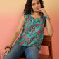 InWeave Teal Floral Print W/S Top - Swadesiicart