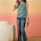 InWeave Teal Floral Print W/S Top - Swadesiicart