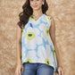 InWeave Skyblue Big Print V Neck Top - Swadesiicart
