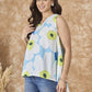 InWeave Skyblue Big Print V Neck Top - Swadesiicart