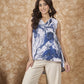 InWeave Navy White Tie Dye V Neck Top - Swadesiicart