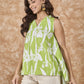 InWeave Apple Green White V Neck Top - Swadesiicart