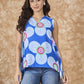 InWeave Blue White Flower V Neck Top - Swadesiicart