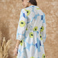 InWeave Sky Blue Big Print Mandarin Top - Swadesiicart