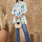 InWeave Sky Blue Big Print Mandarin Top - Swadesiicart