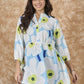 InWeave Sky Blue Big Print Mandarin Top - Swadesiicart
