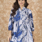 InWeave Navy White Tie Dye Mandarin Top - Swadesiicart