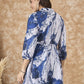 InWeave Navy White Tie Dye Mandarin Top - Swadesiicart