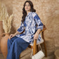 InWeave Navy White Tie Dye Mandarin Top - Swadesiicart