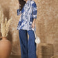 InWeave Navy White Tie Dye Mandarin Top - Swadesiicart