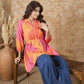 InWeave Peach Orange Print Mandarin Top - Swadesiicart