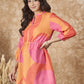 InWeave Peach Orange Print Mandarin Top - Swadesiicart