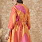 InWeave Peach Orange Print Mandarin Top - Swadesiicart