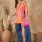 InWeave Peach Orange Print Mandarin Top - Swadesiicart