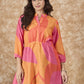 InWeave Peach Orange Print Mandarin Top - Swadesiicart