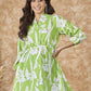 InWeave Apple Green White Mandarin Top - Swadesiicart