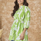 InWeave Apple Green White Mandarin Top - Swadesiicart