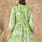 InWeave Apple Green White Mandarin Top - Swadesiicart