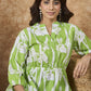 InWeave Apple Green White Mandarin Top - Swadesiicart