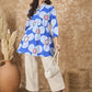InWeave Blue White Flower Mandarin Top - Swadesiicart
