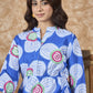 InWeave Blue White Flower Mandarin Top - Swadesiicart