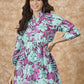 InWeave Green Purple Print Mandarin Top - Swadesiicart