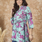 InWeave Green Purple Print Mandarin Top - Swadesiicart