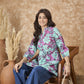 InWeave Green Purple Print Mandarin Top - Swadesiicart